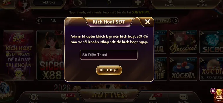 Hướng Dân Kích Hoạt Tài Khoản Thông Qua Số Điện Thoại Khi Tham Gia Cá Cược